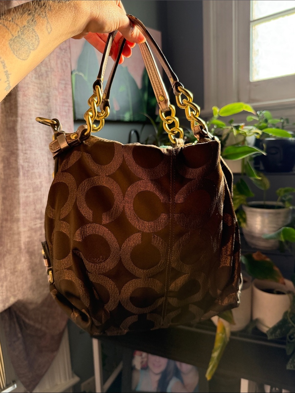 Coach Brooke Op Art Lurex Hobo